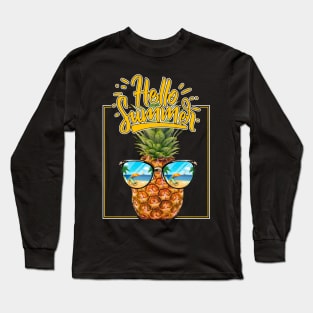 Hello Summer Tropical Pineapple with sun glasses product Long Sleeve T-Shirt